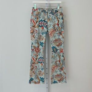 ETRO BLUE FLORAL FLARE LEG RAW HEM JEANS SIZE 27 NWOTS!
